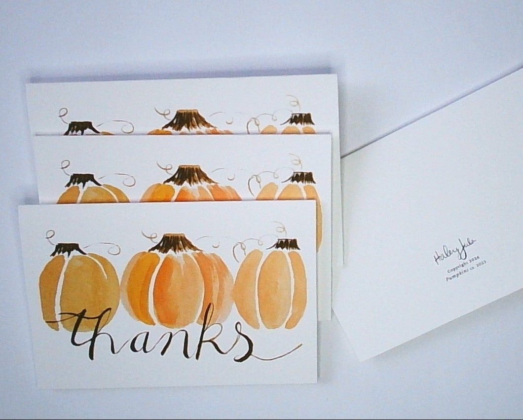 Pumpkins Watercolor Greeting Card and Art Print